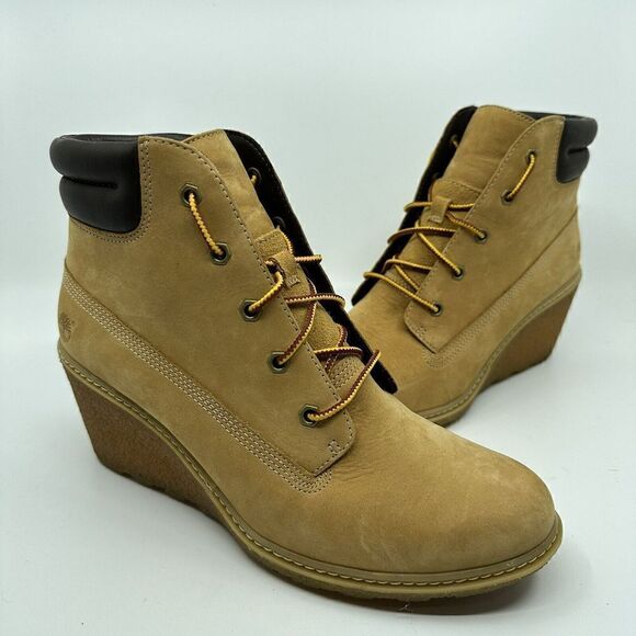 Timberland Earthkeepers Amston Women’s Size 9.5 Brown Wedge Bootie Boots 8251A - Picture 1 of 11